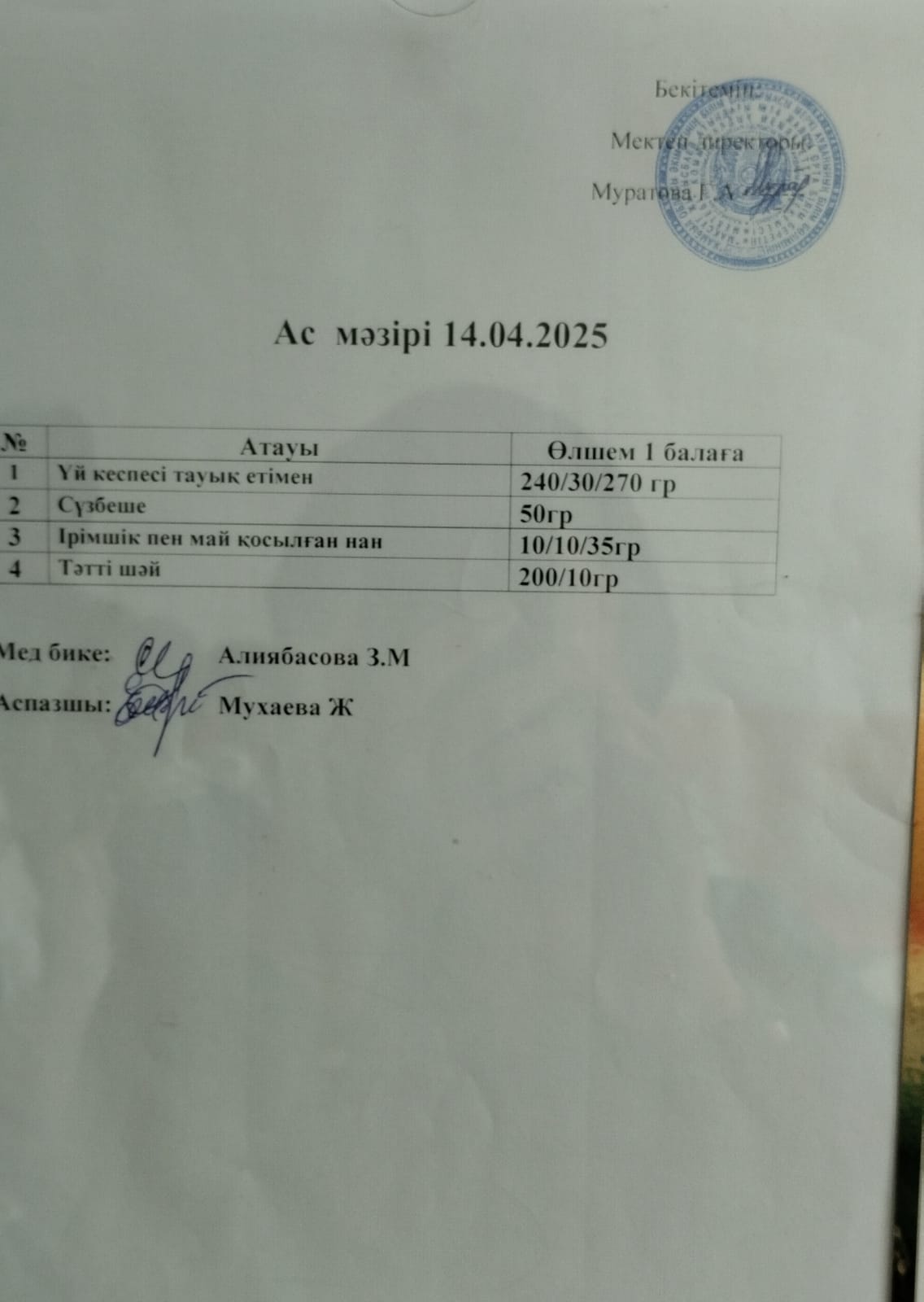 Ас мәзірі