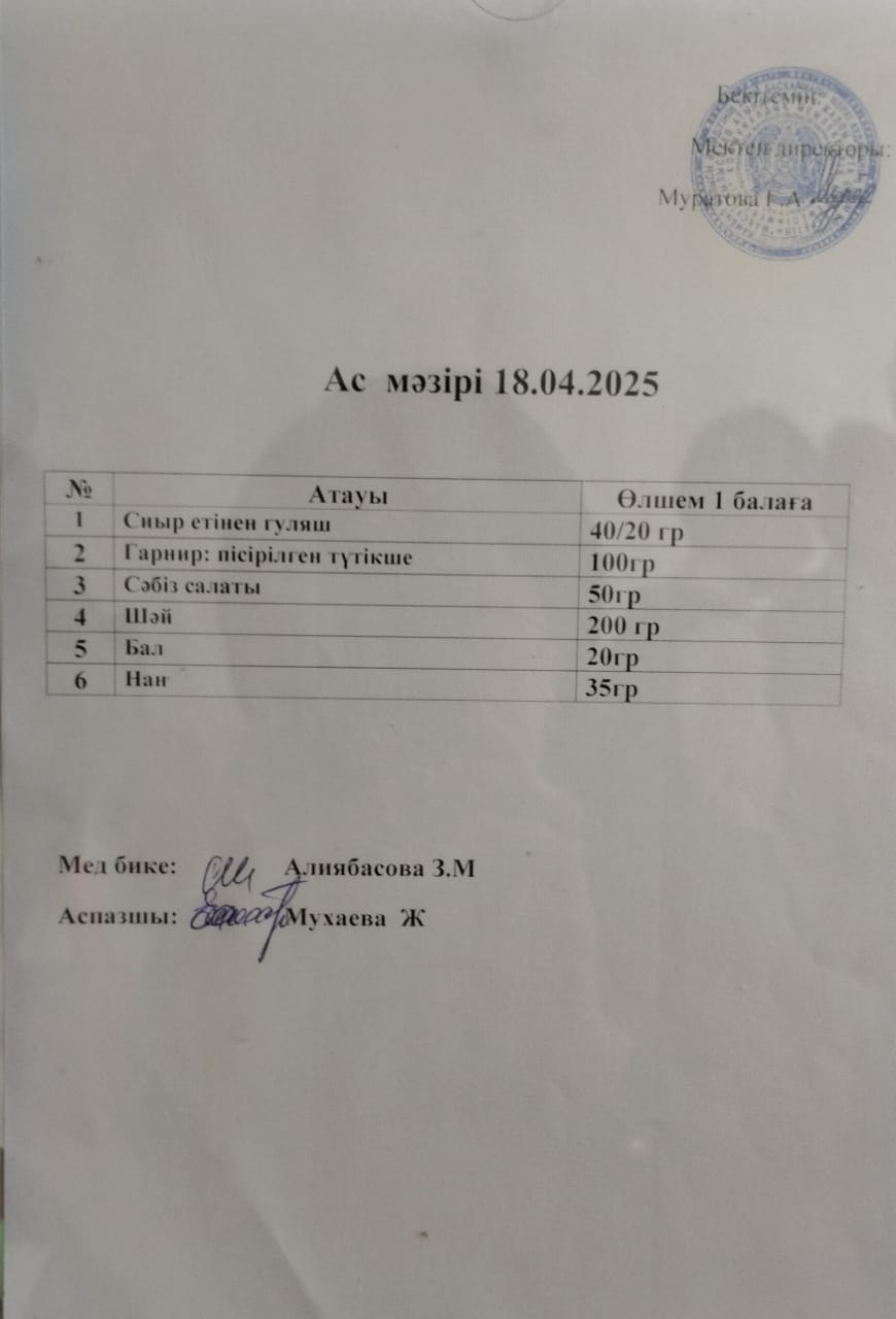 Ас мәзірі