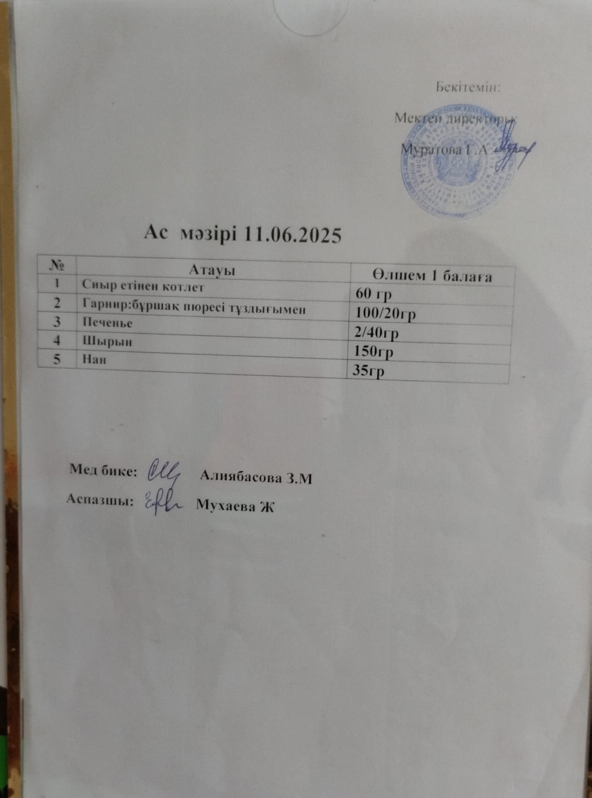 Ас мәзірі