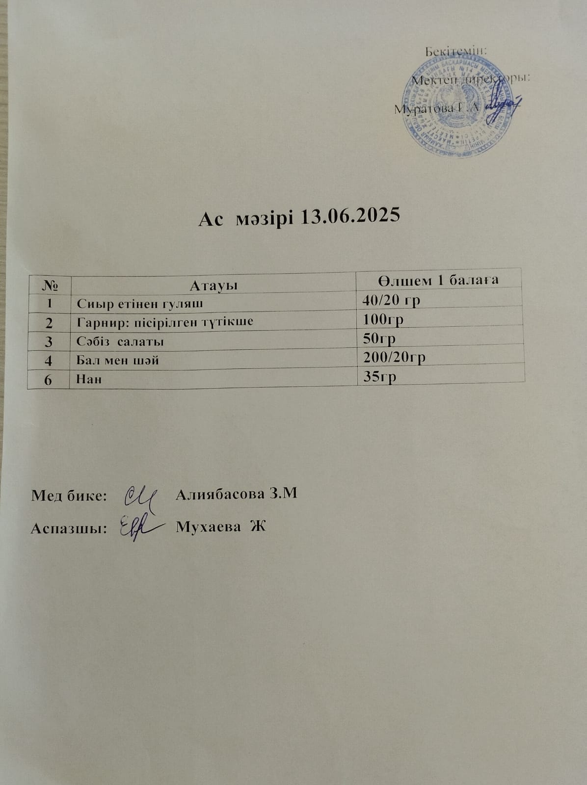 Ас мәзірі