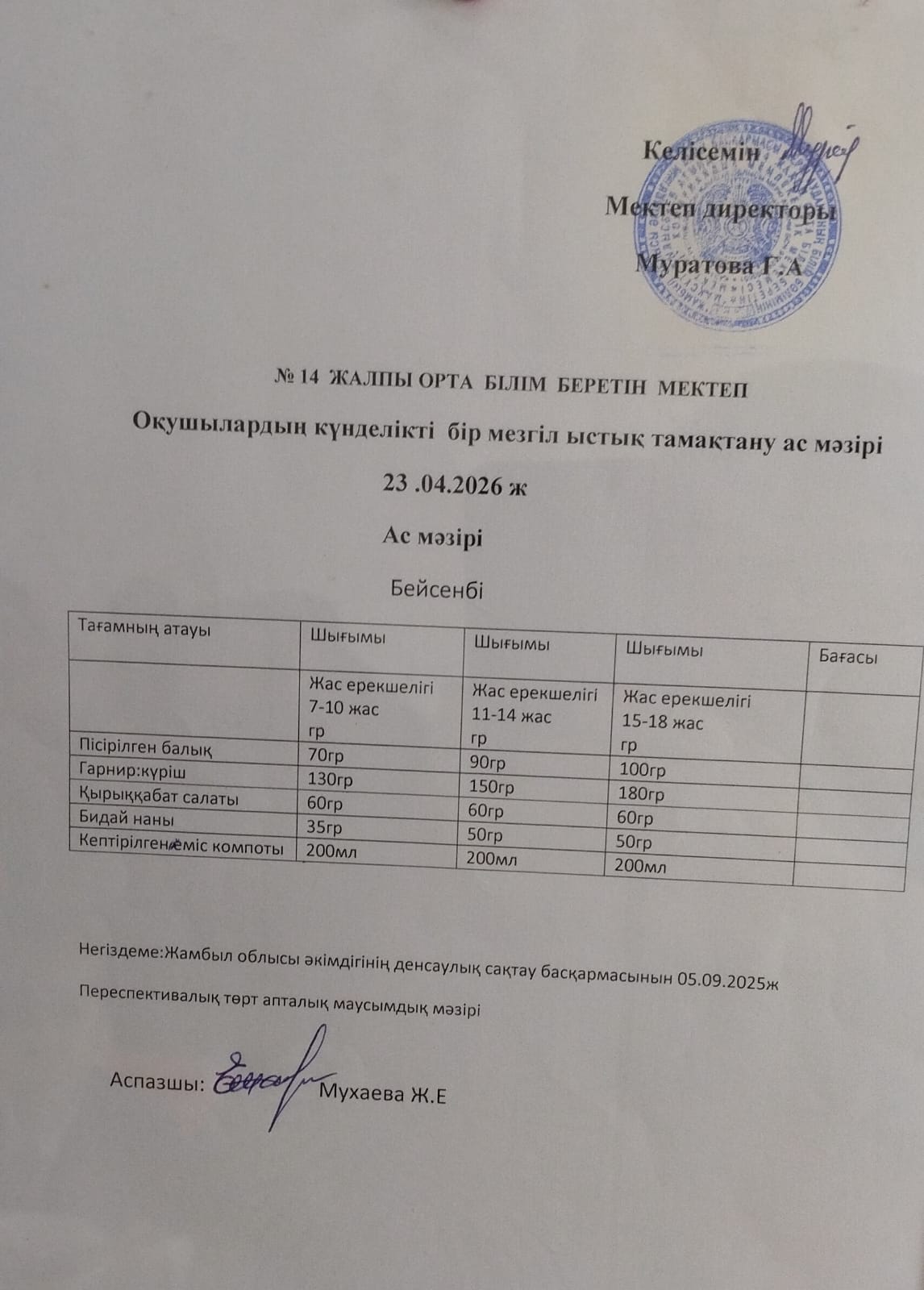 Ас мәзірі